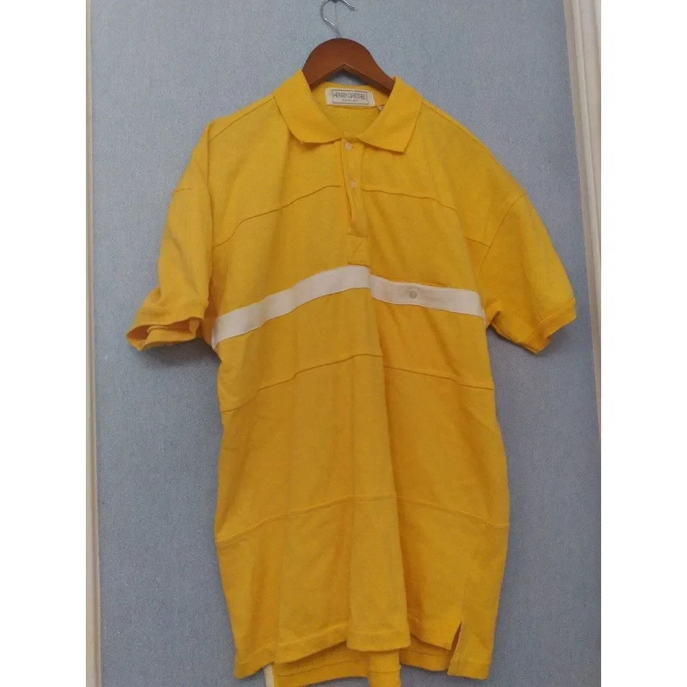 Henry Grethel Polo Shirt Short Sleeve‎ Striped Casual Top Yellow Size L
